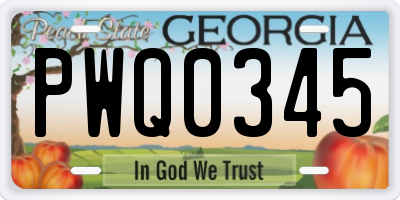 GA license plate PWQ0345