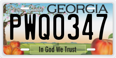 GA license plate PWQ0347