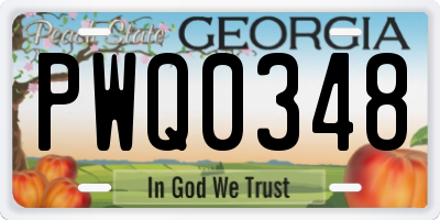 GA license plate PWQ0348