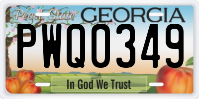 GA license plate PWQ0349