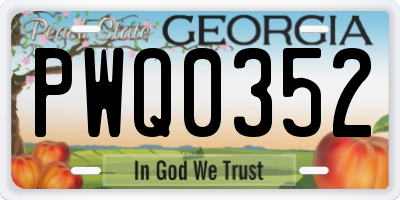 GA license plate PWQ0352