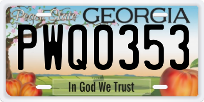 GA license plate PWQ0353