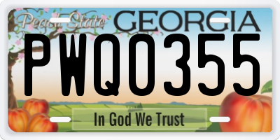 GA license plate PWQ0355