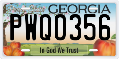 GA license plate PWQ0356
