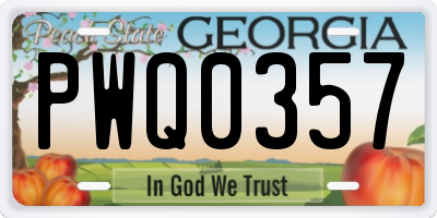 GA license plate PWQ0357