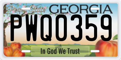 GA license plate PWQ0359