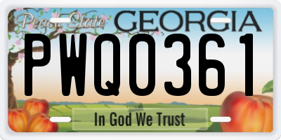 GA license plate PWQ0361