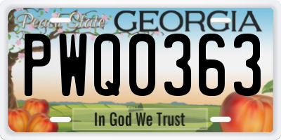 GA license plate PWQ0363