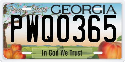 GA license plate PWQ0365