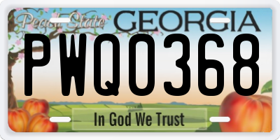 GA license plate PWQ0368