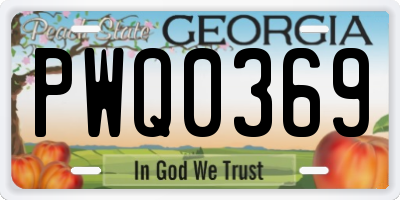 GA license plate PWQ0369