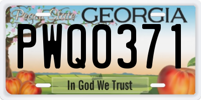GA license plate PWQ0371