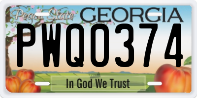 GA license plate PWQ0374