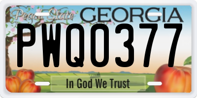 GA license plate PWQ0377