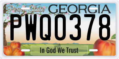 GA license plate PWQ0378