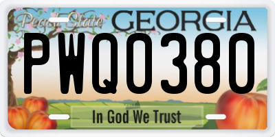 GA license plate PWQ0380
