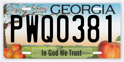GA license plate PWQ0381