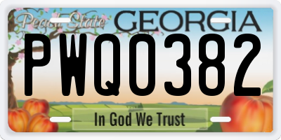GA license plate PWQ0382