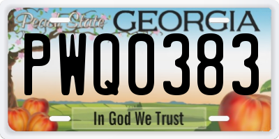 GA license plate PWQ0383