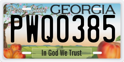 GA license plate PWQ0385