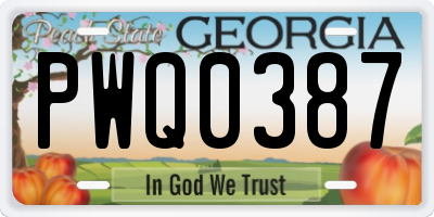 GA license plate PWQ0387