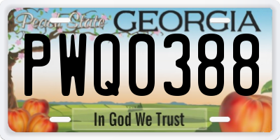 GA license plate PWQ0388