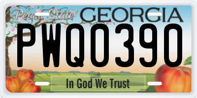 GA license plate PWQ0390