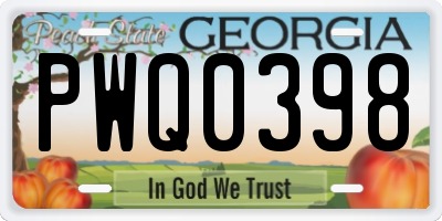GA license plate PWQ0398