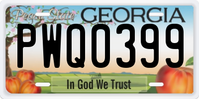 GA license plate PWQ0399