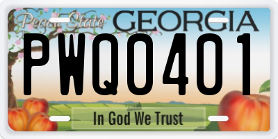 GA license plate PWQ0401