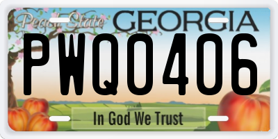 GA license plate PWQ0406