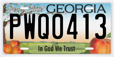 GA license plate PWQ0413