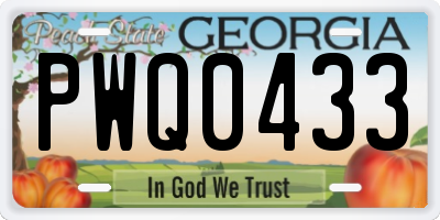 GA license plate PWQ0433