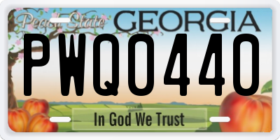 GA license plate PWQ0440