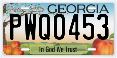 GA license plate PWQ0453