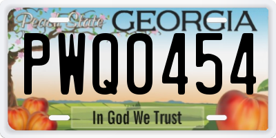 GA license plate PWQ0454