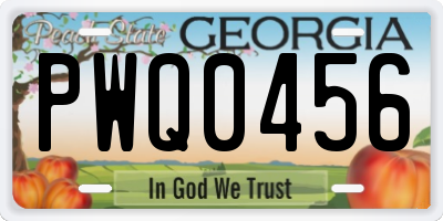 GA license plate PWQ0456