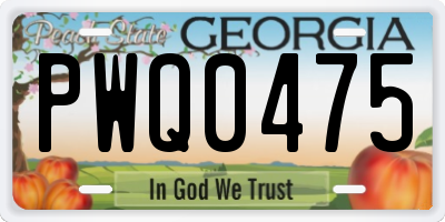 GA license plate PWQ0475