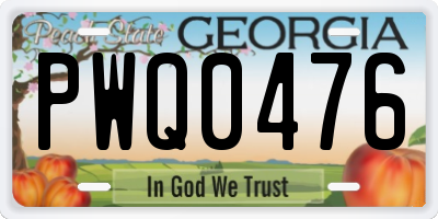 GA license plate PWQ0476