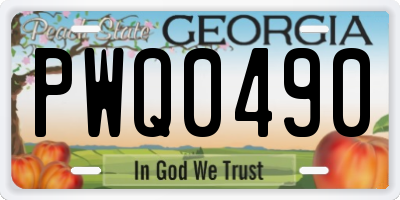 GA license plate PWQ0490