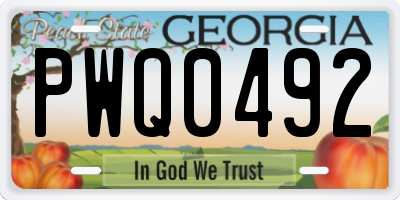 GA license plate PWQ0492
