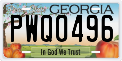 GA license plate PWQ0496