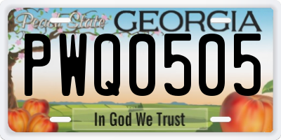 GA license plate PWQ0505