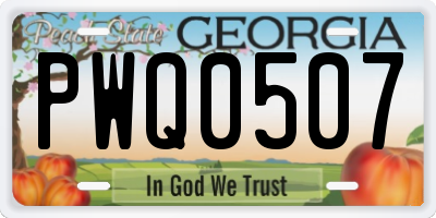 GA license plate PWQ0507