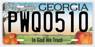 GA license plate PWQ0510