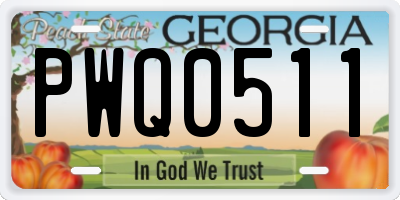 GA license plate PWQ0511