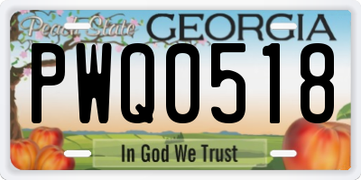 GA license plate PWQ0518
