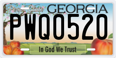 GA license plate PWQ0520