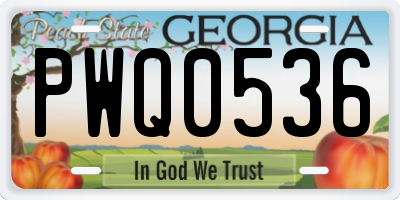 GA license plate PWQ0536
