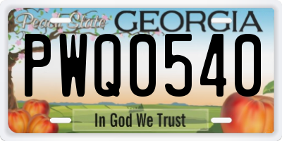 GA license plate PWQ0540
